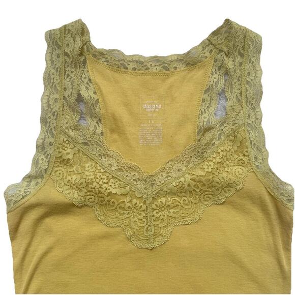 Y2K Mossimo Supply Co Thick Lace Racerback Tank Yellow S Stretch Fitted Preppy - Picture 2 of 6